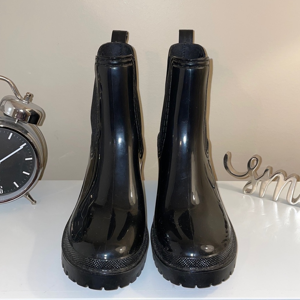 Black Motorcycle Rain Boots